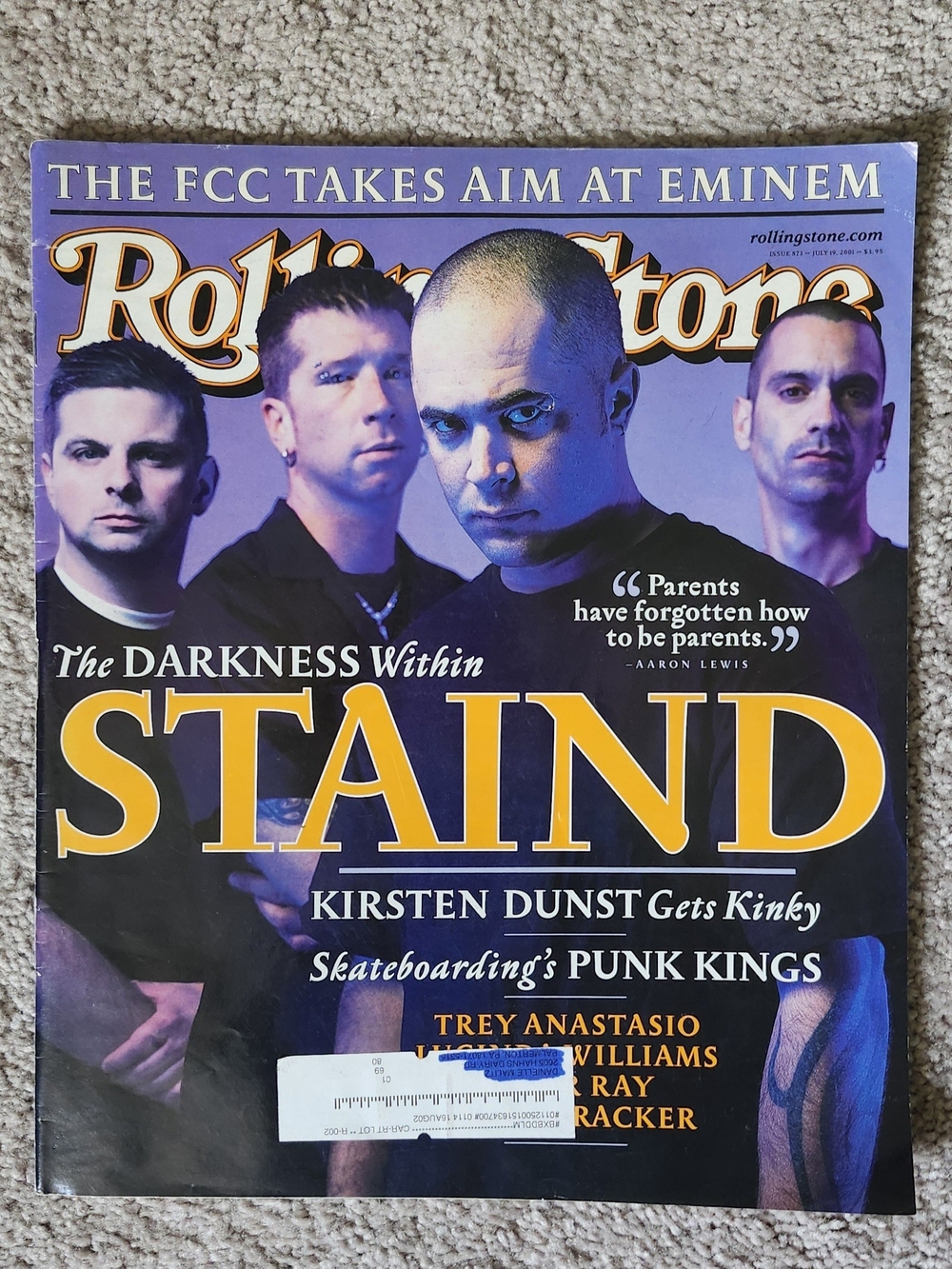 7/19/2001 Rolling Stone Magazine Staind Break the Cycle Kirsten Dunst Eminem